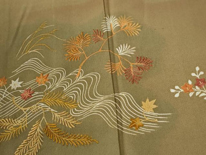 平和屋着物●豪華色留袖　刺繍　竜田川草花文　暈し染め　松坂屋扱い　正絹　逸品　CABE2939yc