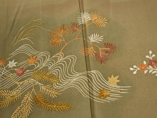 平和屋着物●豪華色留袖　刺繍　竜田川草花文　暈し染め　松坂屋扱い　正絹　逸品　CABE2939yc