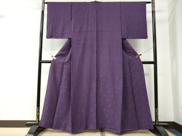 平和屋着物●上質な色無地　花唐草地紋　葡萄色　正絹　逸品　CABE2942yc