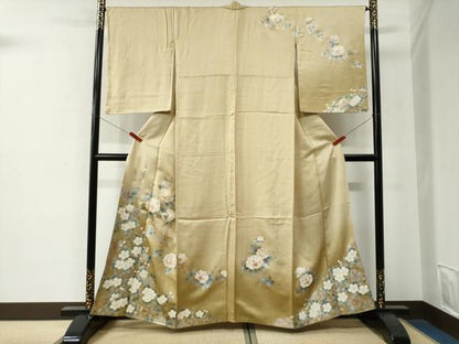 平和屋着物●訪問着　牡丹花鳥文　暈し染め　金銀彩　正絹　逸品　CABE2945yc