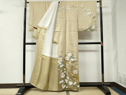 平和屋着物●訪問着　牡丹花鳥文　暈し染め　金銀彩　正絹　逸品　CABE2945yc