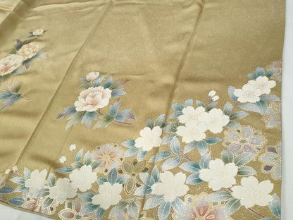 平和屋着物●訪問着　牡丹花鳥文　暈し染め　金銀彩　正絹　逸品　CABE2945yc