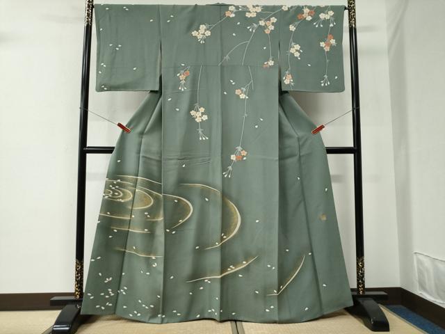 平和屋着物●日本舞踊家 岩井流宗元　岩井友見　訪問着　枝桜文　舞花弁　金彩　正絹　逸品　CABE2952yc