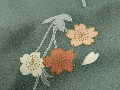 平和屋着物●日本舞踊家 岩井流宗元　岩井友見　訪問着　枝桜文　舞花弁　金彩　正絹　逸品　CABE2952yc