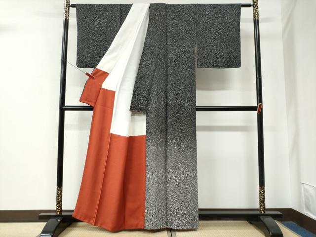 平和屋着物●訪問着　作家物　霰文　黒地　正絹　逸品　未使用　CABE2953yc