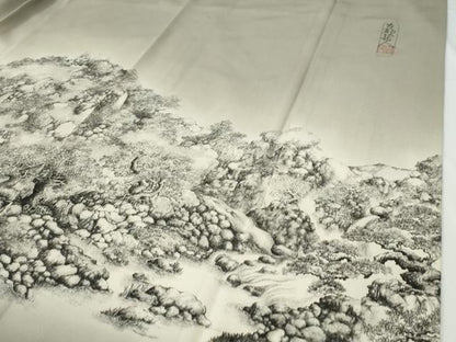 平和屋着物●琉染の創設者　山岡古都　水墨書　色留袖　樹林水辺風景文　暈し染め　正絹　逸品　CABE2954yc