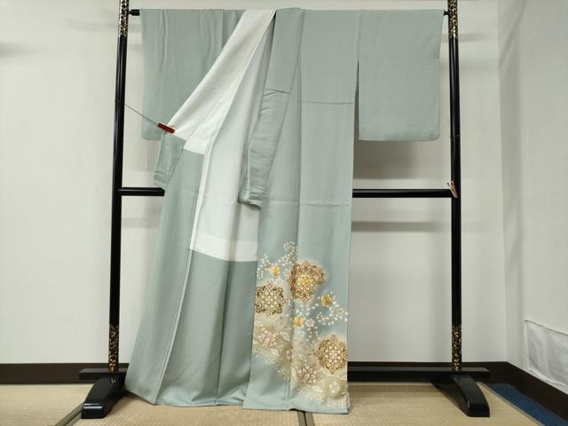 平和屋着物●豪華色留袖　駒刺繍　更紗花唐草文　暈し染め　金彩　正絹　逸品　CABE2956yc