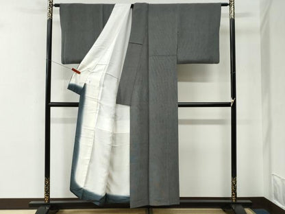 平和屋着物●伝統工芸士　砂川健一　江戸小紋　行儀　角通し　黒地　正絹　逸品　CABE2958yc