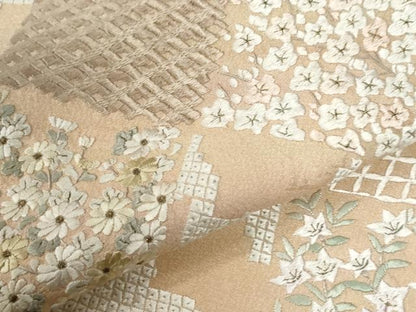 平和屋着物●訪問着　総刺繍　吉祥花松文　金糸　正絹　逸品　CABE2960yc