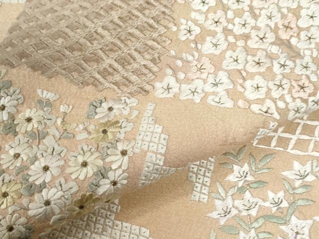 平和屋着物●訪問着　総刺繍　吉祥花松文　金糸　正絹　逸品　CABE2960yc