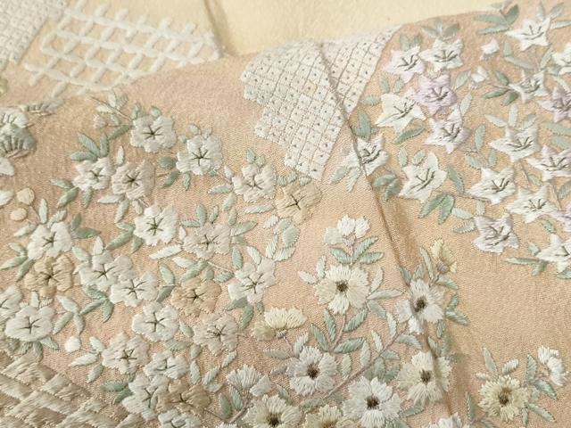 平和屋着物●訪問着　総刺繍　吉祥花松文　金糸　正絹　逸品　CABE2960yc