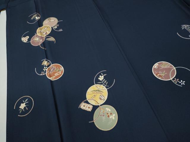 平和屋着物●訪問着　駒刺繍　宝尽くし丸文　金彩　正絹　逸品　CABE2961yc