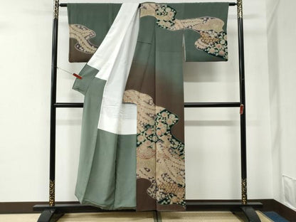 平和屋着物●十日町　名門　滝泰謹製　訪問着　辻が花　暈し染め　正絹　逸品　CABE2965yc