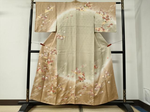平和屋着物●西陣　京の名門　じゅらく謹製　訪問着　刺繍　鴛鴦花筏文　暈し染め　金彩　正絹　逸品　CABE2966yc