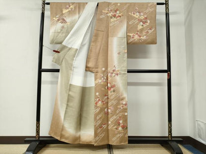 平和屋着物●西陣　京の名門　じゅらく謹製　訪問着　刺繍　鴛鴦花筏文　暈し染め　金彩　正絹　逸品　CABE2966yc