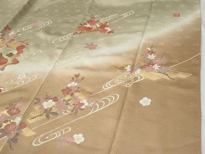 平和屋着物●西陣　京の名門　じゅらく謹製　訪問着　刺繍　鴛鴦花筏文　暈し染め　金彩　正絹　逸品　CABE2966yc