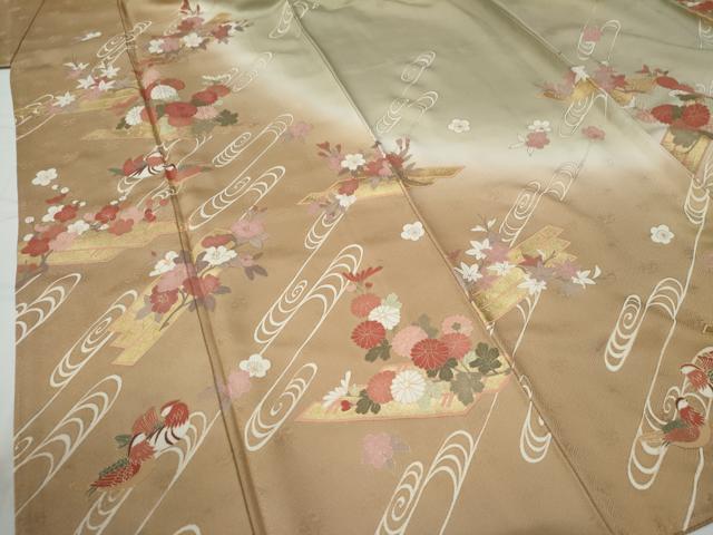平和屋着物●西陣　京の名門　じゅらく謹製　訪問着　刺繍　鴛鴦花筏文　暈し染め　金彩　正絹　逸品　CABE2966yc