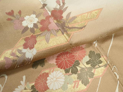 平和屋着物●西陣　京の名門　じゅらく謹製　訪問着　刺繍　鴛鴦花筏文　暈し染め　金彩　正絹　逸品　CABE2966yc