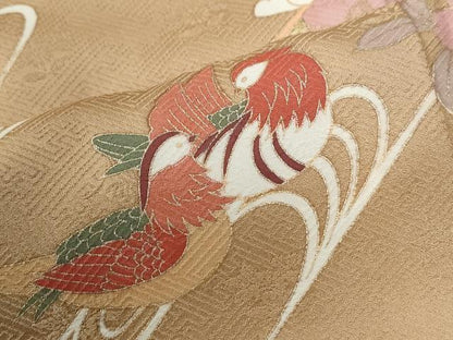 平和屋着物●西陣　京の名門　じゅらく謹製　訪問着　刺繍　鴛鴦花筏文　暈し染め　金彩　正絹　逸品　CABE2966yc