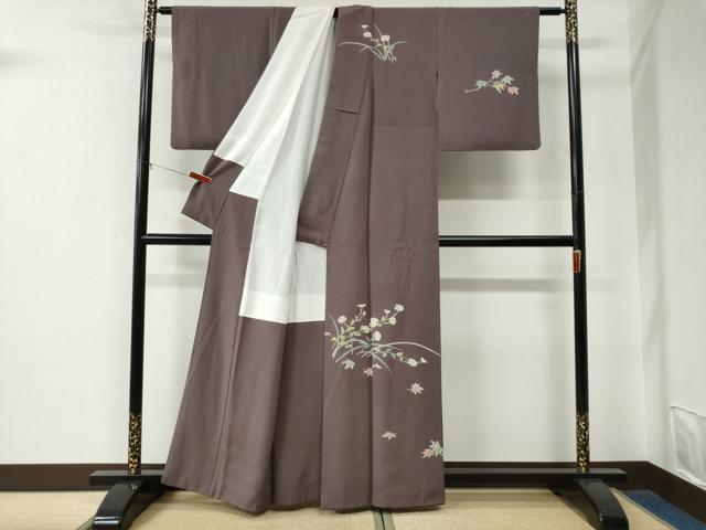 平和屋着物●京加賀糸目友禅作家　山崎巌　訪問着　楓枝花文　正絹　逸品　CABE2967yc