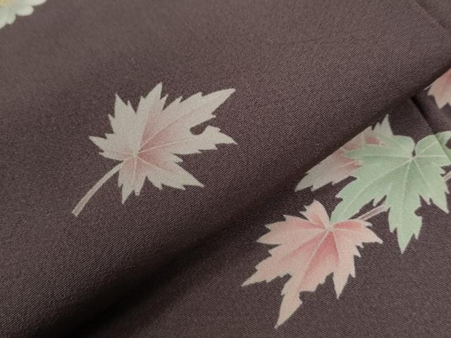 平和屋着物●京加賀糸目友禅作家　山崎巌　訪問着　楓枝花文　正絹　逸品　CABE2967yc
