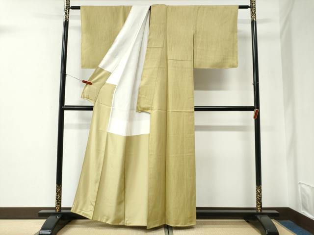 平和屋着物●上質な色無地　霞地紋　蒸栗色　正絹　逸品　CABE2972yc