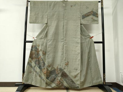 平和屋着物●中国三大刺繍　スワトウ刺繍　総刺繍　訪問着　紬地　鳳凰亀甲吉祥更紗花文　正絹　逸品　CABE2973yc