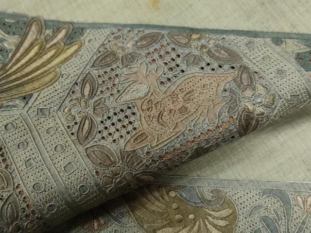 平和屋着物●中国三大刺繍　スワトウ刺繍　総刺繍　訪問着　紬地　鳳凰亀甲吉祥更紗花文　正絹　逸品　CABE2973yc