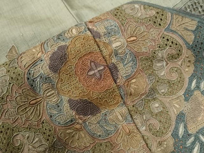 平和屋着物●中国三大刺繍　スワトウ刺繍　総刺繍　訪問着　紬地　鳳凰亀甲吉祥更紗花文　正絹　逸品　CABE2973yc