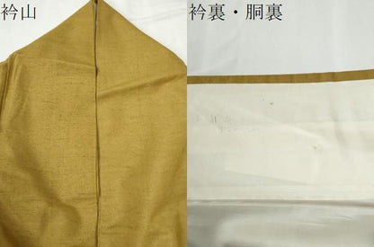 平和屋着物●結城紬　色無地　飴色　正絹　逸品　CABE2974yc