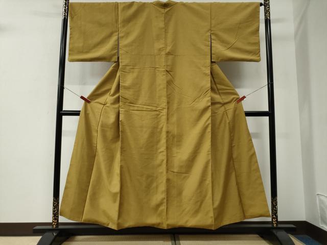 平和屋着物●結城紬　色無地　飴色　正絹　逸品　CABE2974yc