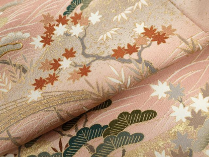平和屋着物●訪問着　駒刺繍　霞枝垂れ柳松竹梅花文　暈し染め　金彩　正絹　逸品　CABE2977yc