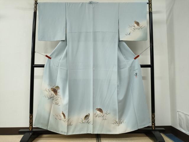 平和屋着物●京加賀友禅　百貫石峰　訪問着　鶉　暈し染め　正絹　逸品　CABE2978yc