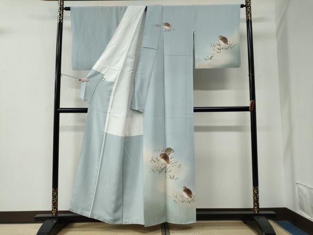 平和屋着物●京加賀友禅　百貫石峰　訪問着　鶉　暈し染め　正絹　逸品　CABE2978yc