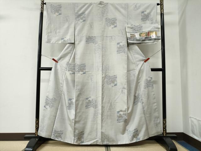 平和屋着物●都喜ヱ門　本場大島紬　白大島　9マルキ　総絣　美麗金閣寺　藤絹織物謹製　証紙付き　正絹　逸品　CABE2981yc