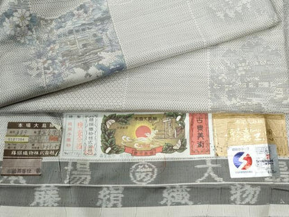 平和屋着物●都喜ヱ門　本場大島紬　白大島　9マルキ　総絣　美麗金閣寺　藤絹織物謹製　証紙付き　正絹　逸品　CABE2981yc