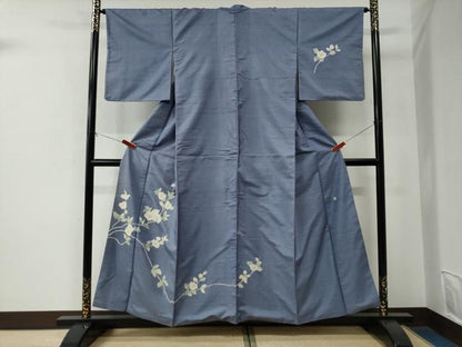 平和屋着物●訪問着　白山紬　友禅　作家物　枝花文　正絹　逸品　CABE2983yc