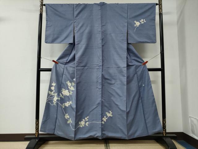 平和屋着物●訪問着　白山紬　友禅　作家物　枝花文　正絹　逸品　CABE2983yc