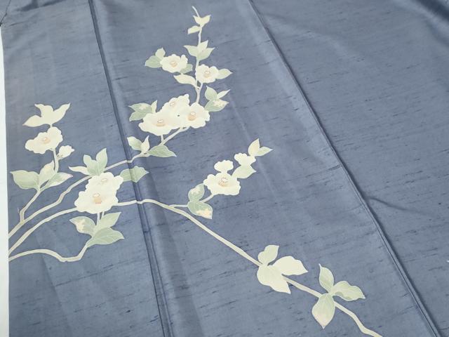 平和屋着物●訪問着　白山紬　友禅　作家物　枝花文　正絹　逸品　CABE2983yc