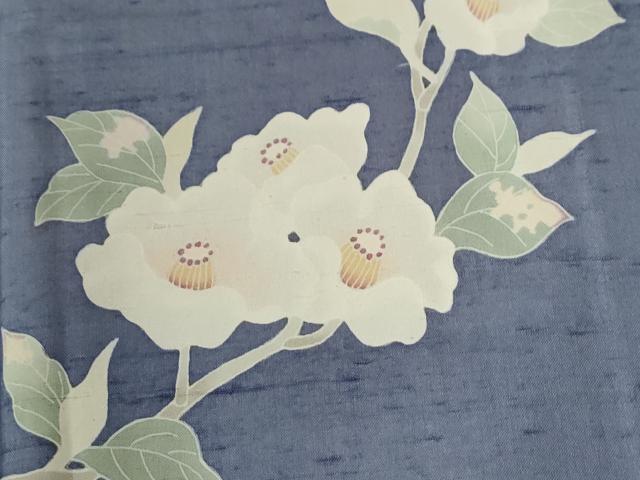 平和屋着物●訪問着　白山紬　友禅　作家物　枝花文　正絹　逸品　CABE2983yc