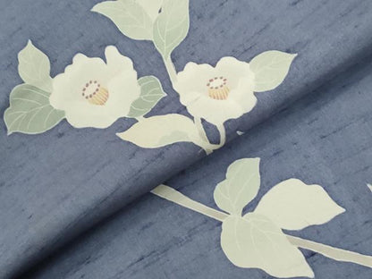 平和屋着物●訪問着　白山紬　友禅　作家物　枝花文　正絹　逸品　CABE2983yc