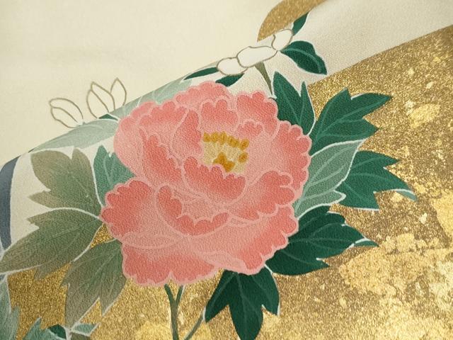 平和屋着物●訪問着　エ霞牡丹草花文　金彩　正絹　逸品　CABE2984yc