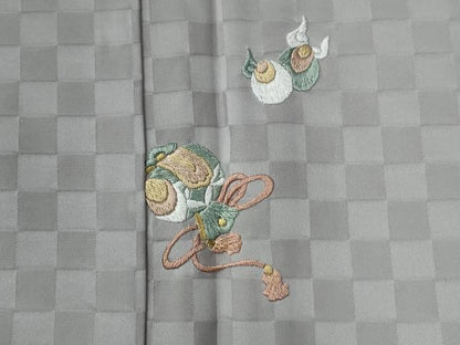 平和屋着物●上質な小紋　総刺繍　宝尽くし　金糸　正絹　逸品　CABE2986yc
