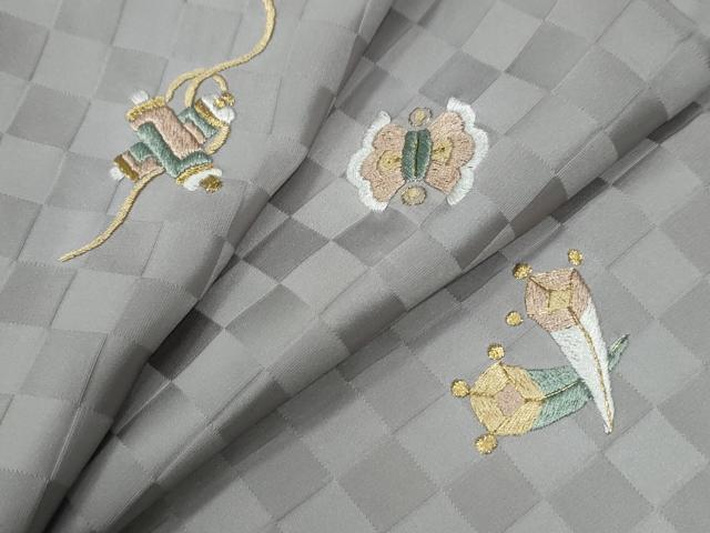 平和屋着物●上質な小紋　総刺繍　宝尽くし　金糸　正絹　逸品　CABE2986yc
