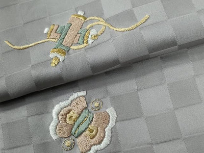 平和屋着物●上質な小紋　総刺繍　宝尽くし　金糸　正絹　逸品　CABE2986yc