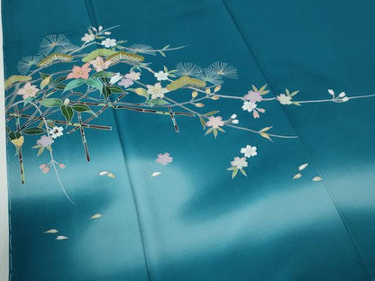 平和屋着物●訪問着　竹垣枝桜花松文　暈し染め　金彩　正絹　逸品　未使用　CABE2987yc