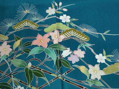 平和屋着物●訪問着　竹垣枝桜花松文　暈し染め　金彩　正絹　逸品　未使用　CABE2987yc