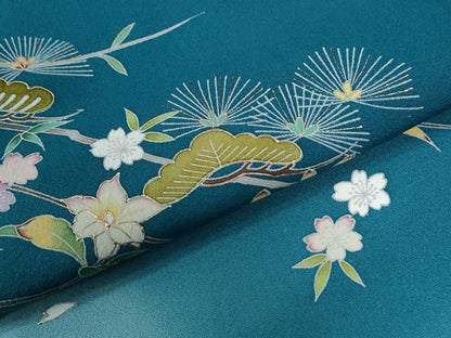 平和屋着物●訪問着　竹垣枝桜花松文　暈し染め　金彩　正絹　逸品　未使用　CABE2987yc