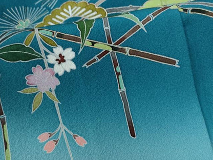 平和屋着物●訪問着　竹垣枝桜花松文　暈し染め　金彩　正絹　逸品　未使用　CABE2987yc