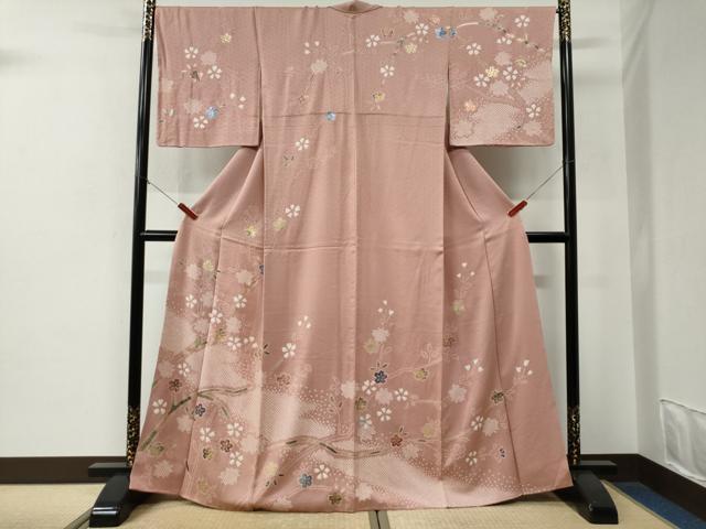 平和屋着物●訪問着　絞り　舞桜文　金彩　正絹　逸品　CABE2990yc